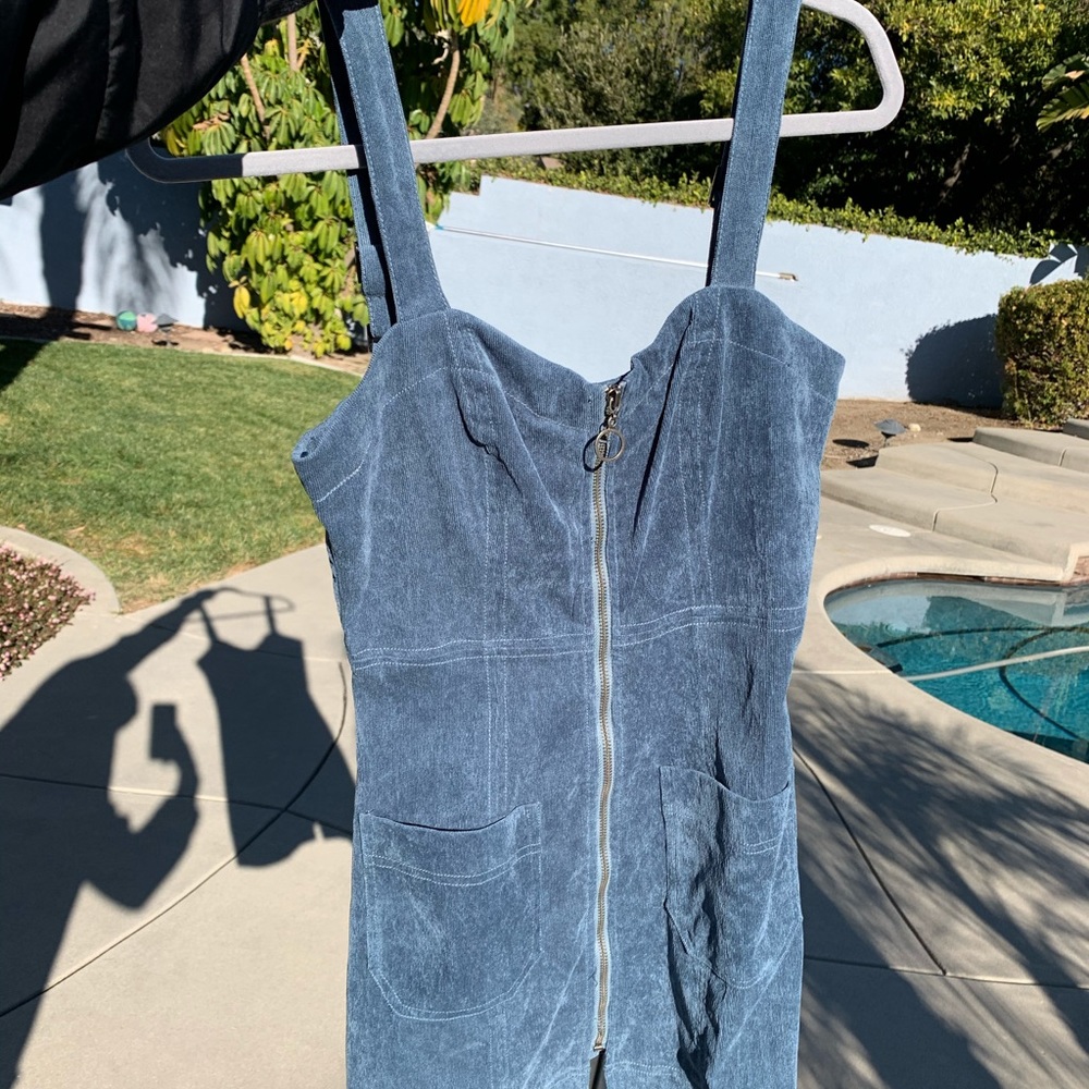 Fitted Corduroy Overall Dress